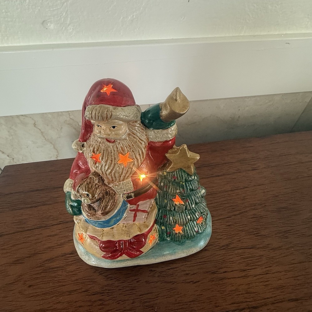 Santa Decoration Ceramic Vintage Christmas‎ Village Toy Bag Teddy Bear.